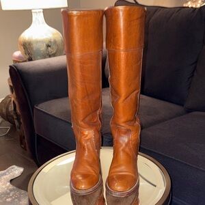 Vintage Frye Brown Leather Knee-High Boots Size 8 B